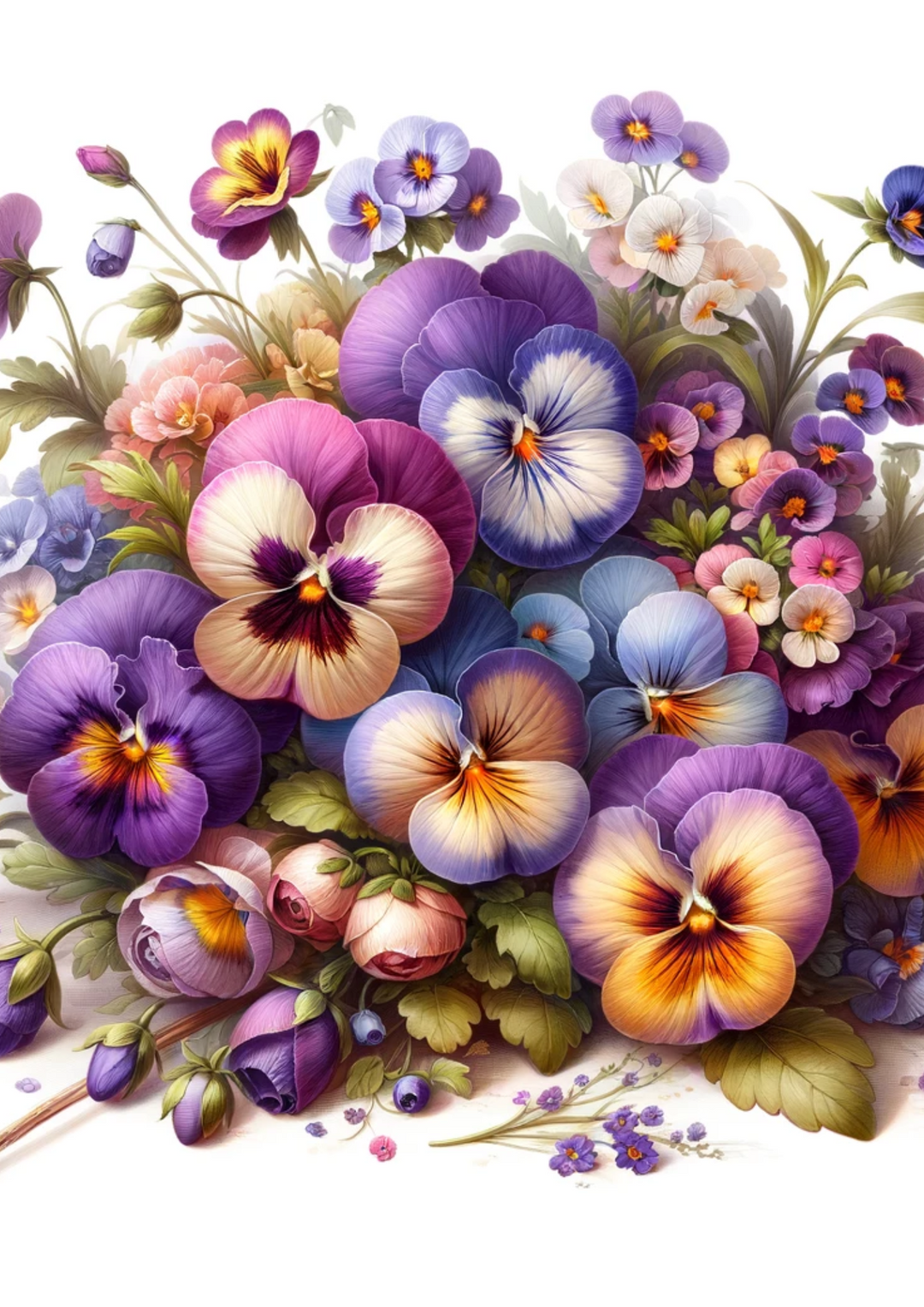 Rice Paper For Decoupage Bouquet of Pansies Full Cat No. 651