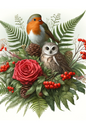 Rice Paper For Decoupage Winter Bouquet Robin And Owl Barn Owl Full Cat. No. 450