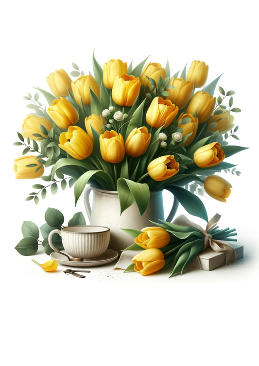 Rice Paper For Decoupage Bouquet of Yellow Tulips Full Cat No. 735