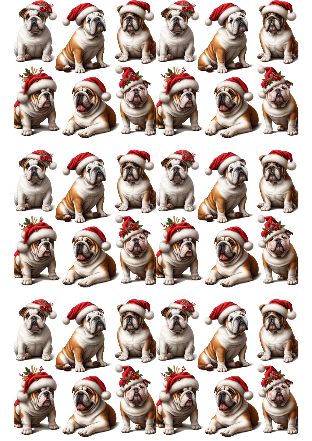 Reispapier für Decoupage-Collage „Bulldogge in Weihnachtsmütze“ Kat. Nr. 2957
