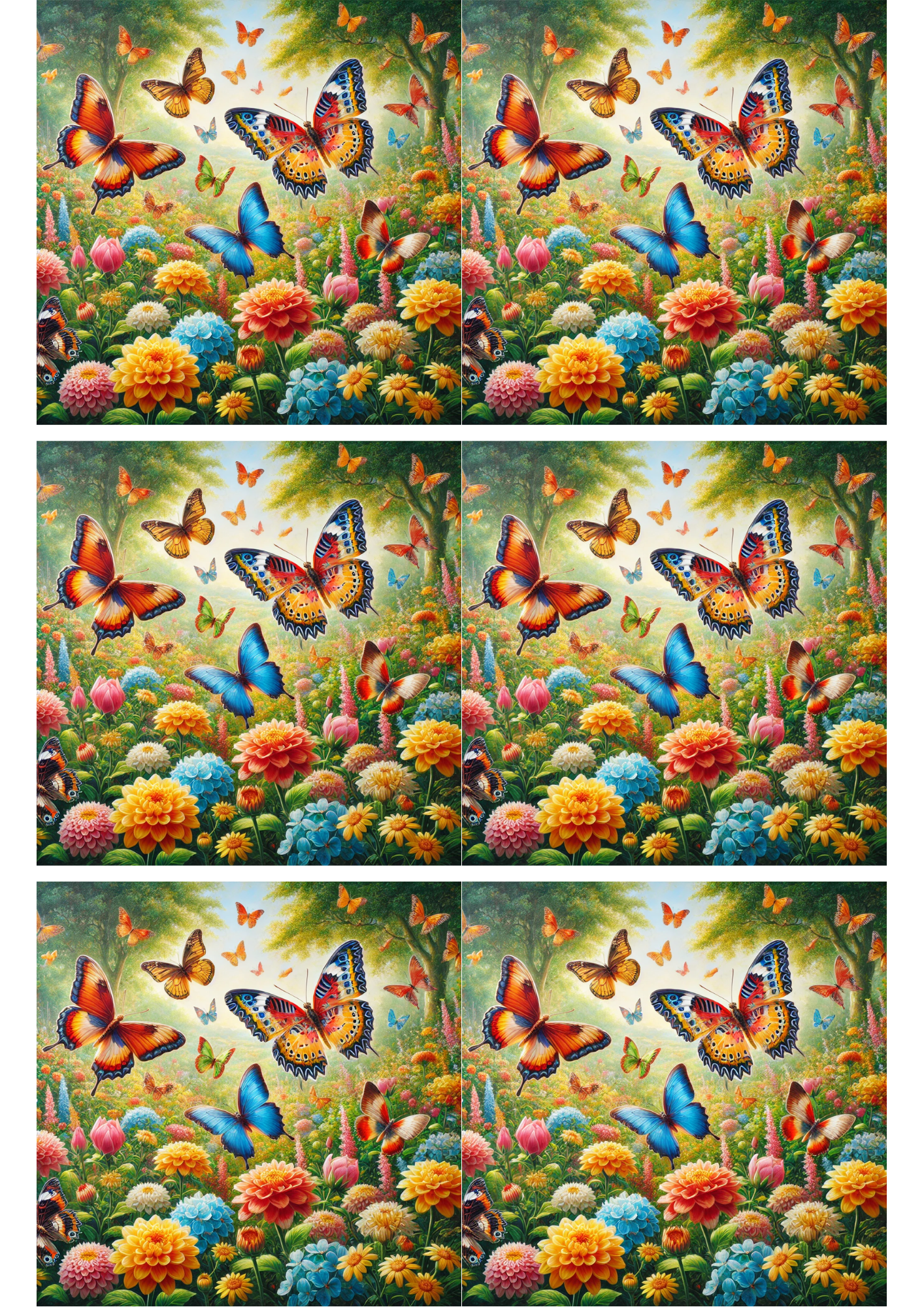 Rice Paper for Decoupage Butterflies 4 Collage Cat. No. 1779