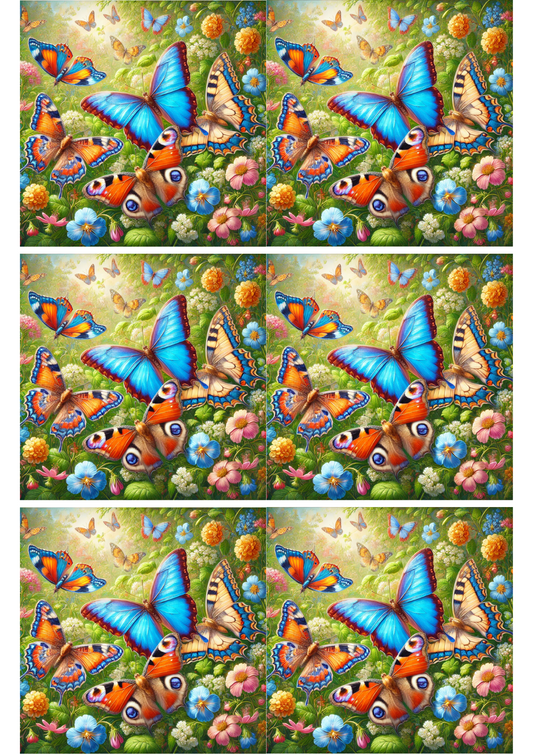 Papel de arroz para decoupage Collage de mariposas N.º de catálogo 1774