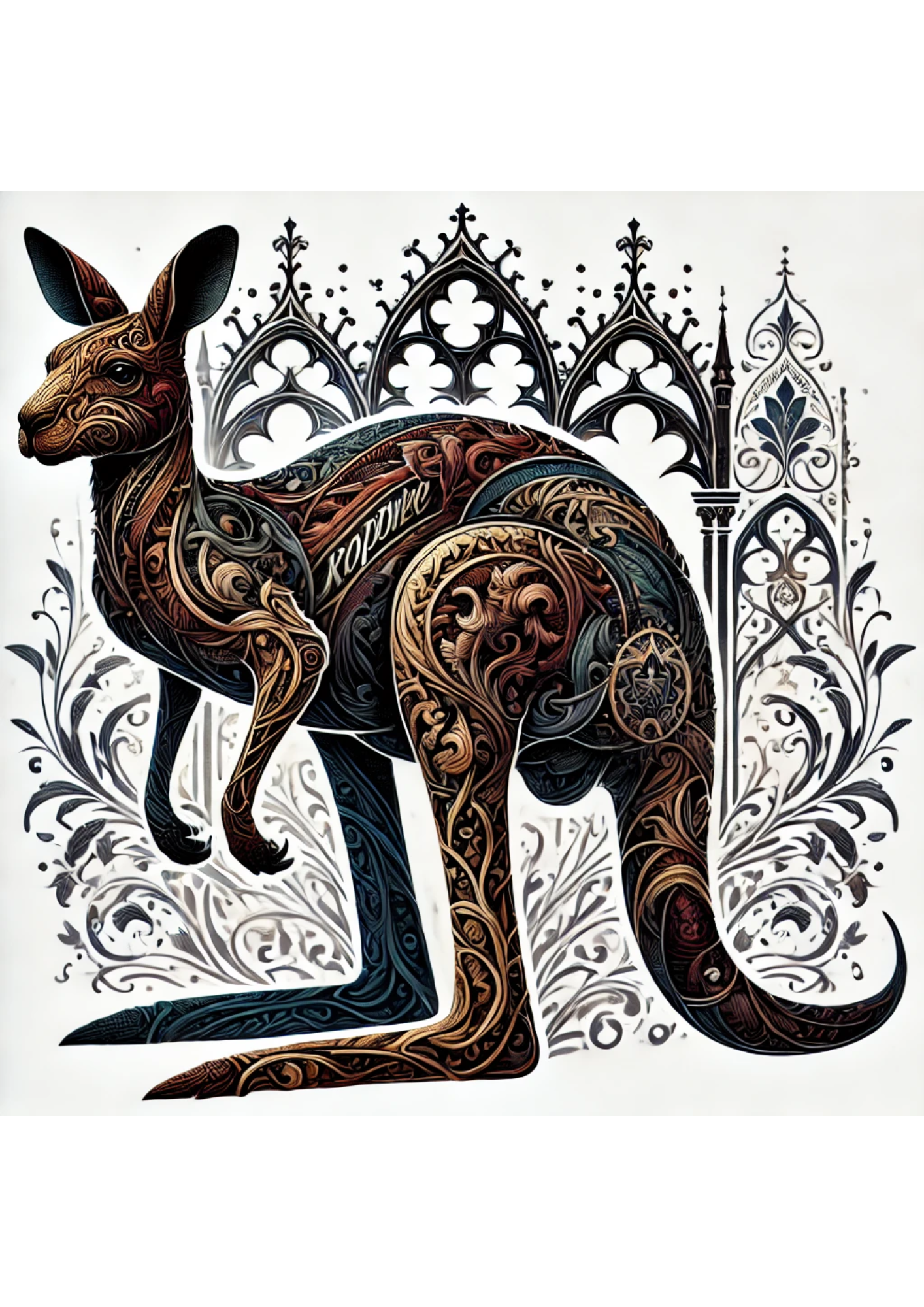 Rice Paper for Decoupage Kangaroo Gothic Style Full Cat. No. 1701