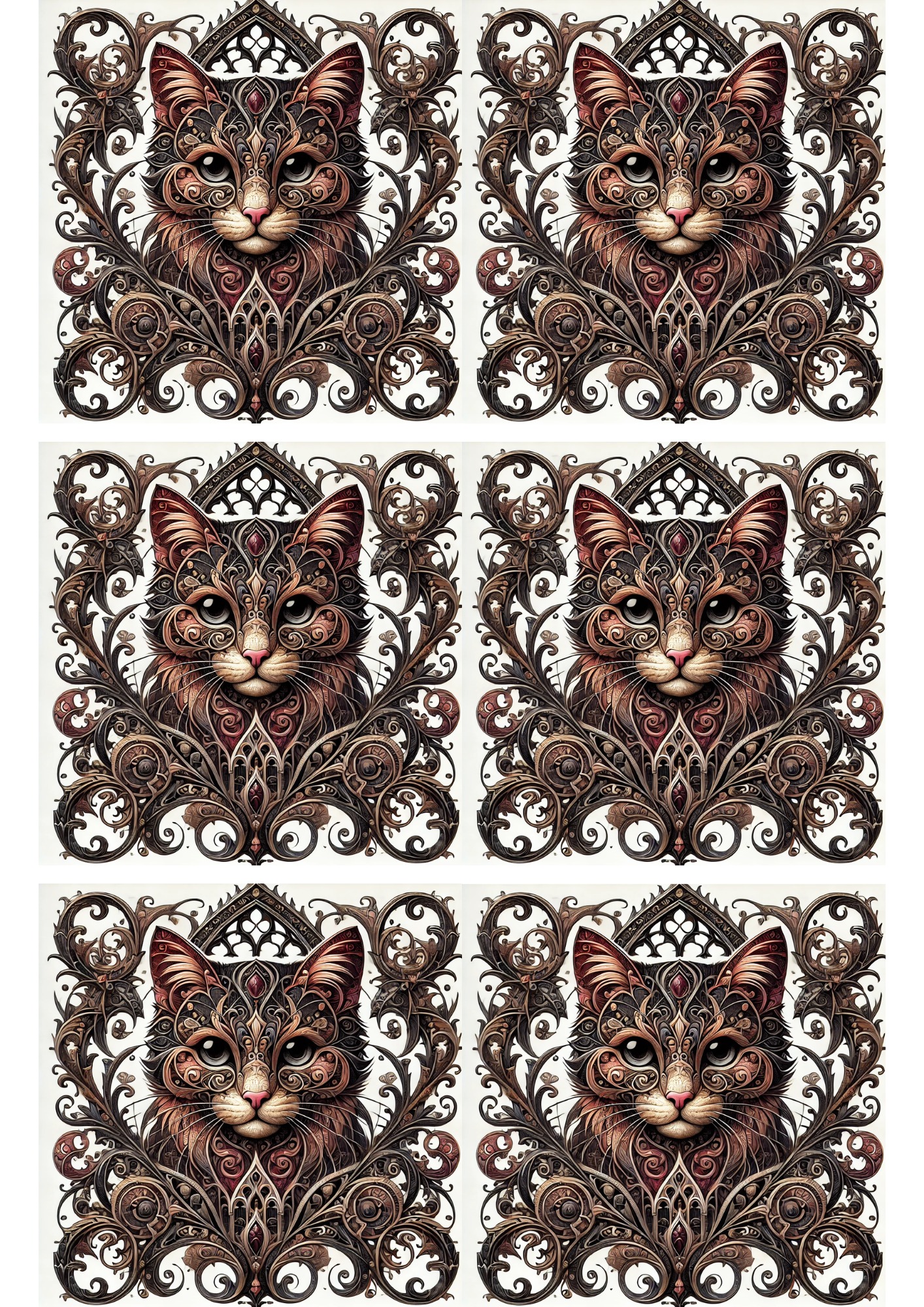 Rice Paper for Decoupage Cat Gothic Style Collage Cat. No. 1702