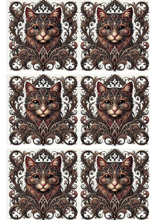 Papier de riz pour collage de style gothique Chat Cat. N° 1702