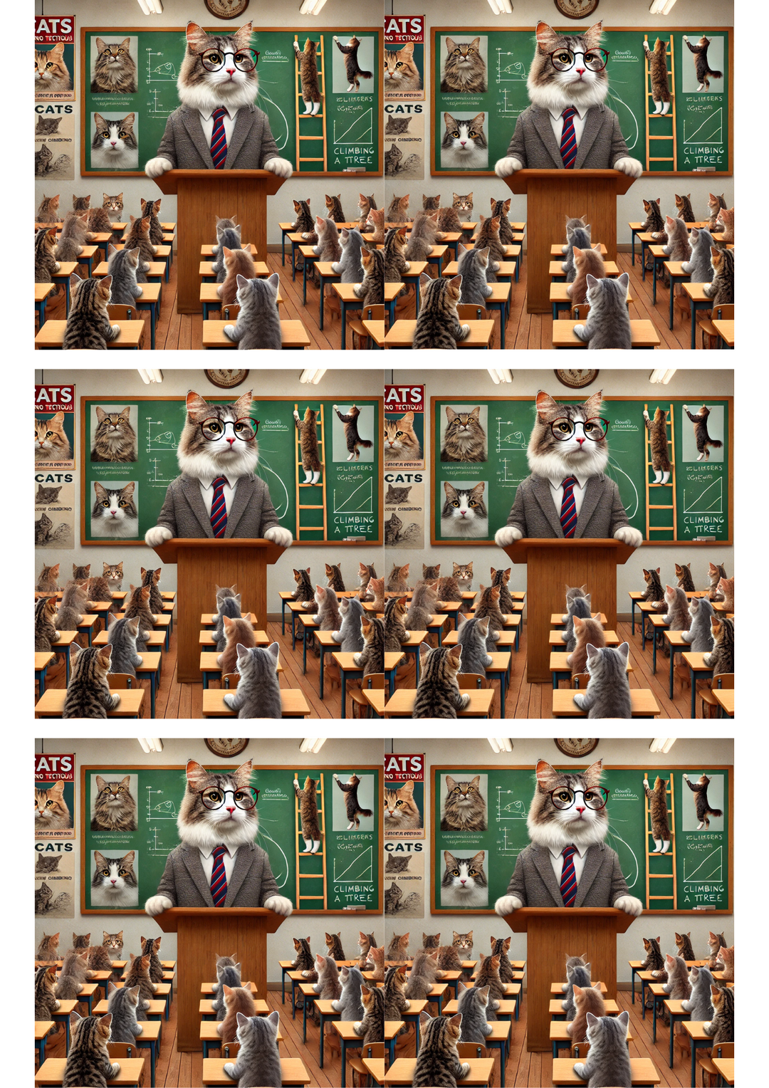 Reispapier für Decoupage, Katzenlehrerin unterrichtet kleine Kätzchen, Collage, Kat. Nr. 2807