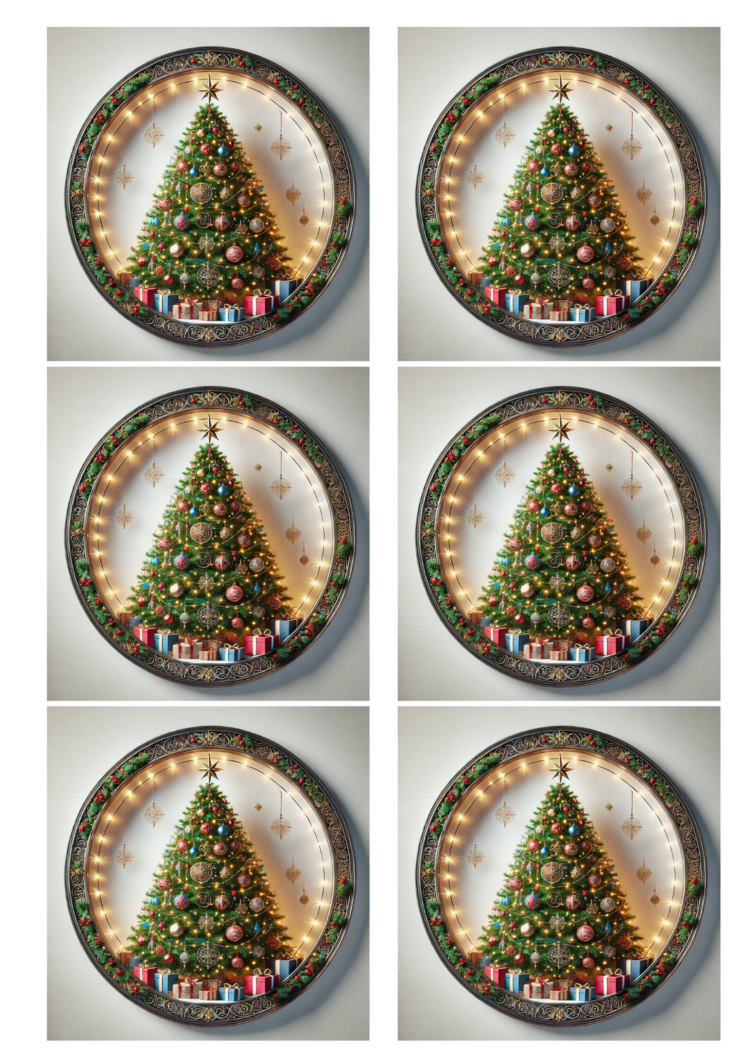 Rice Paper for Decoupage Christmas Tree Ovals Collage Cat. No. 1496