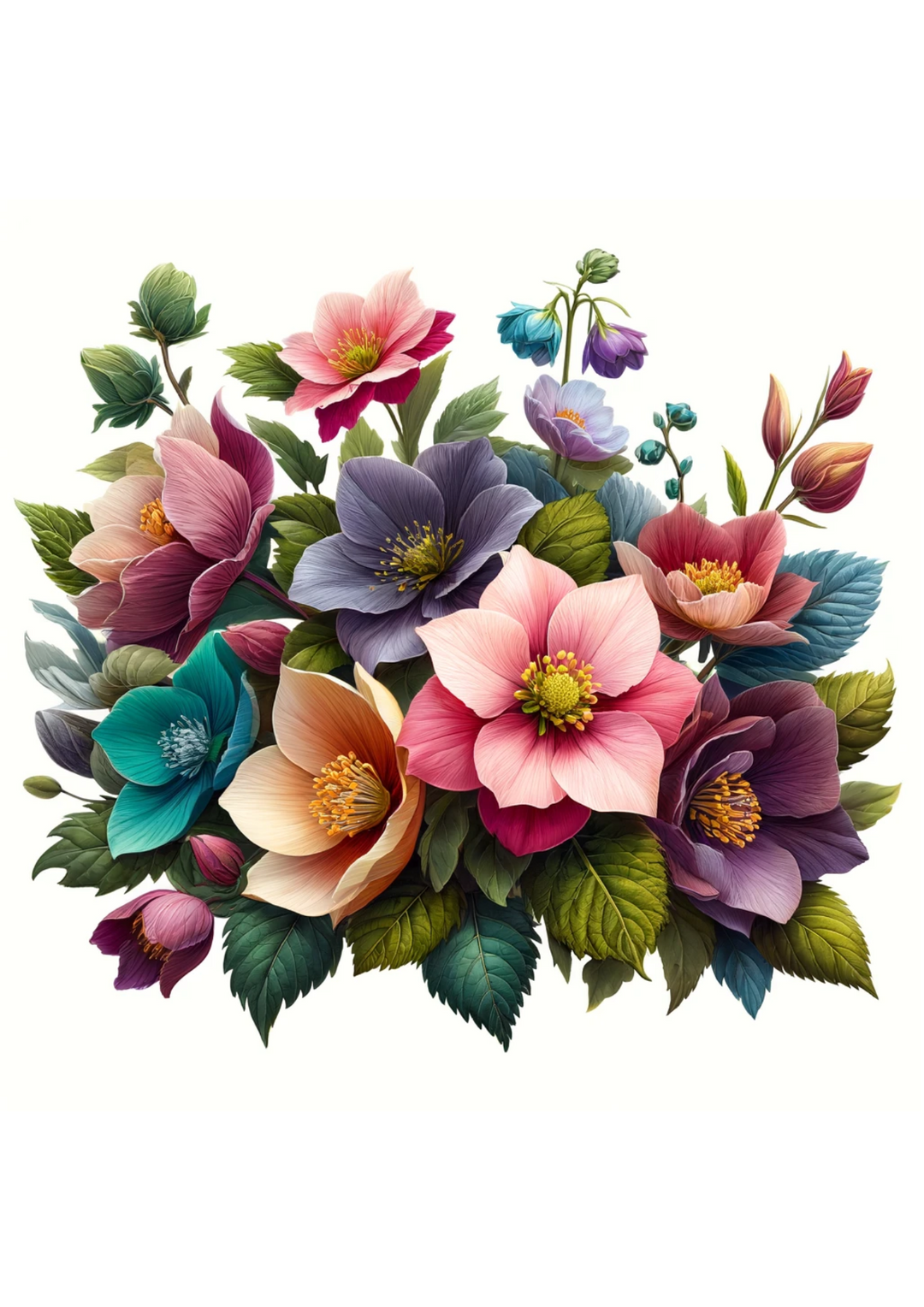 Reispapier für Decoupage, Helleborus-Bouquet, volle Kat. Nr. 1018