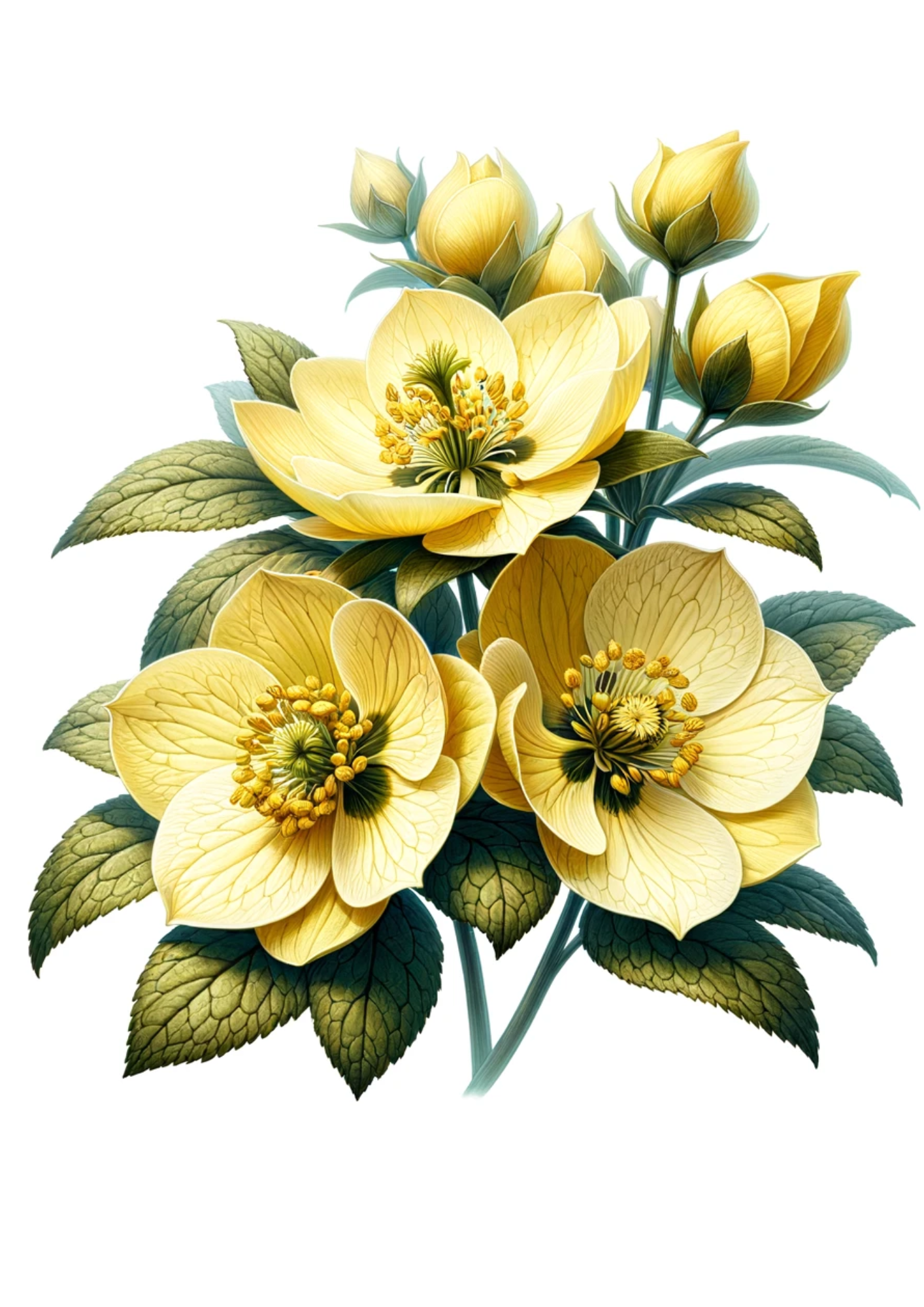 Rice Paper For Decoupage Yellow Hellebores Full Cat No. 1024