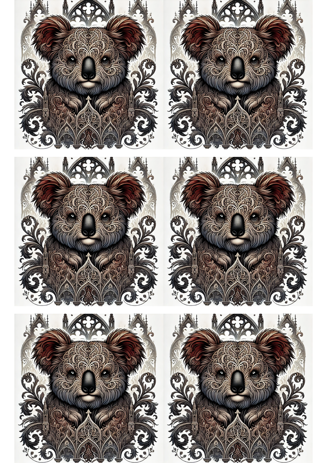 Rice Paper for Decoupage Coala Bear Gothic Style Collage Cat. No. 1704