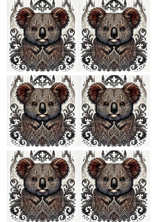 Rice Paper for Decoupage Coala Bear Gothic Style Collage Cat. No. 1704