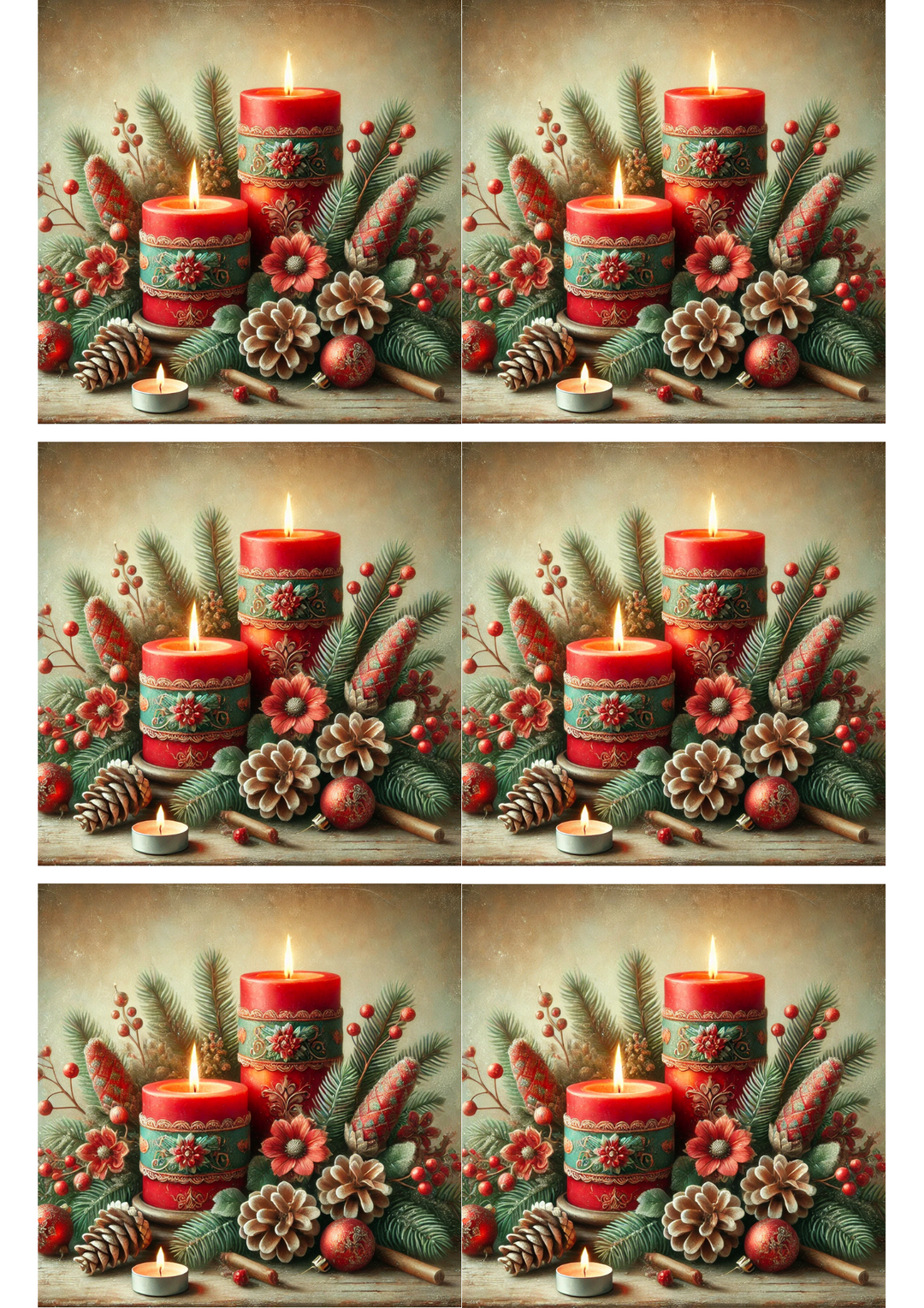 Reispapier für Decoupage Rote Kerzen Collage Kat. Nr. 2815