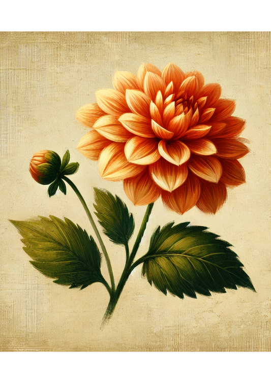 Papier de riz pour découpage Fleur de dahlia sur fond orange Numéro de catalogue complet 2976