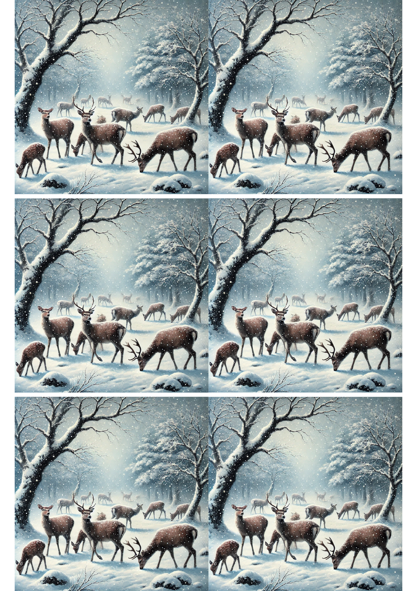 Rice Paper for Decoupage Deer In Winter Collage Cat. No. 1817