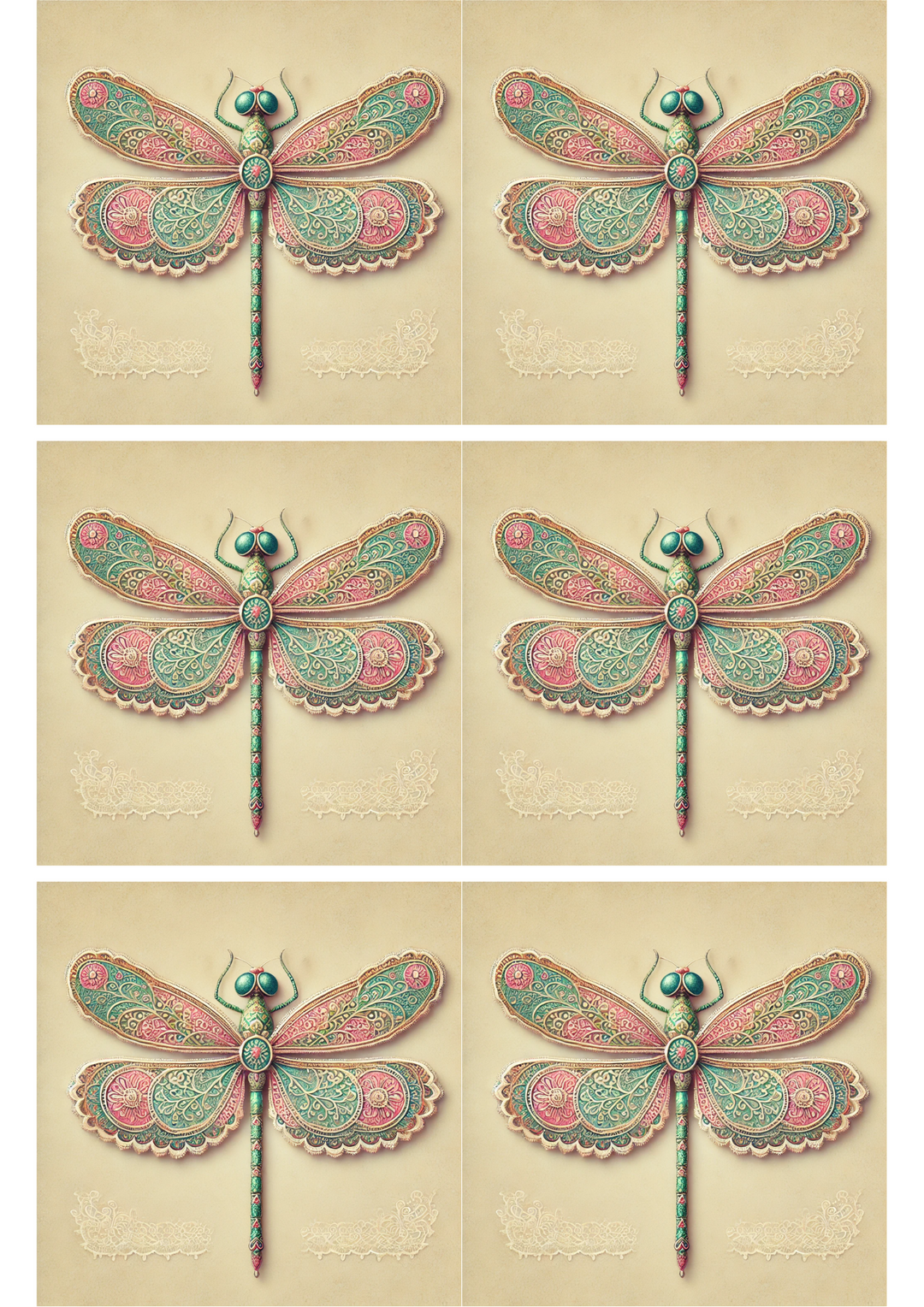 Rice Paper for Decoupage Dragonfly Shabby Chic Collage Cat. No. 1868