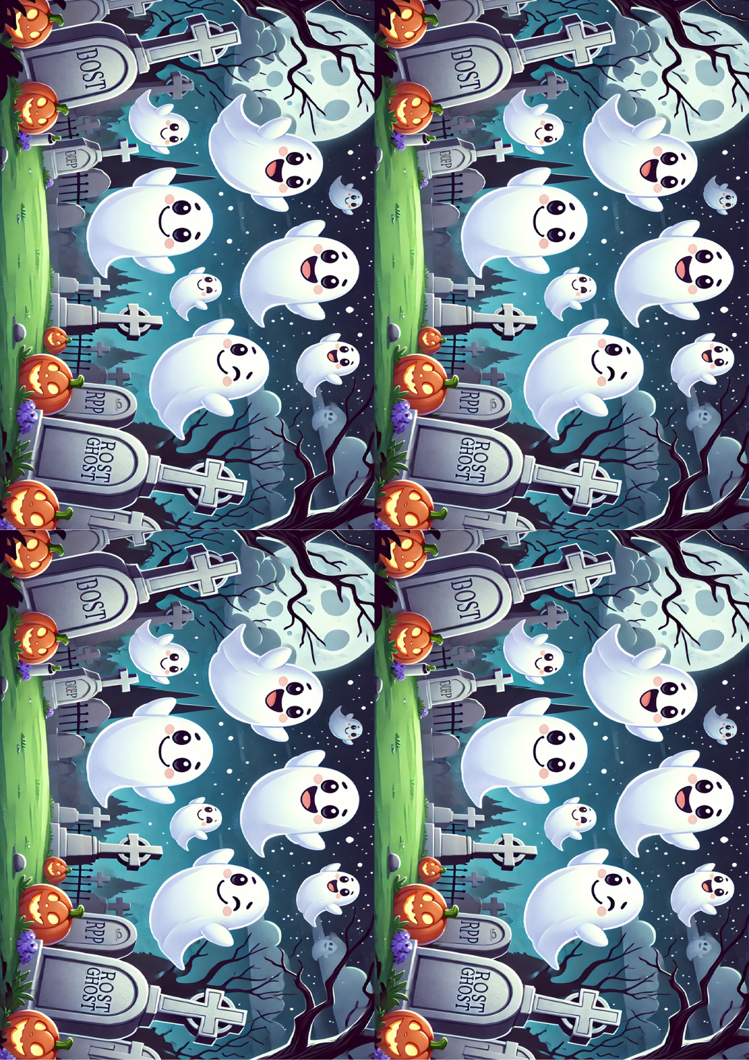 Rice Paper for Decoupage Ghosts Over the Graveyard Collage Cat. No. 1600
