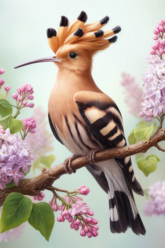 Rice Paper for Decoupage Hoopoe on a Lilac Branch, Cat. No. 109