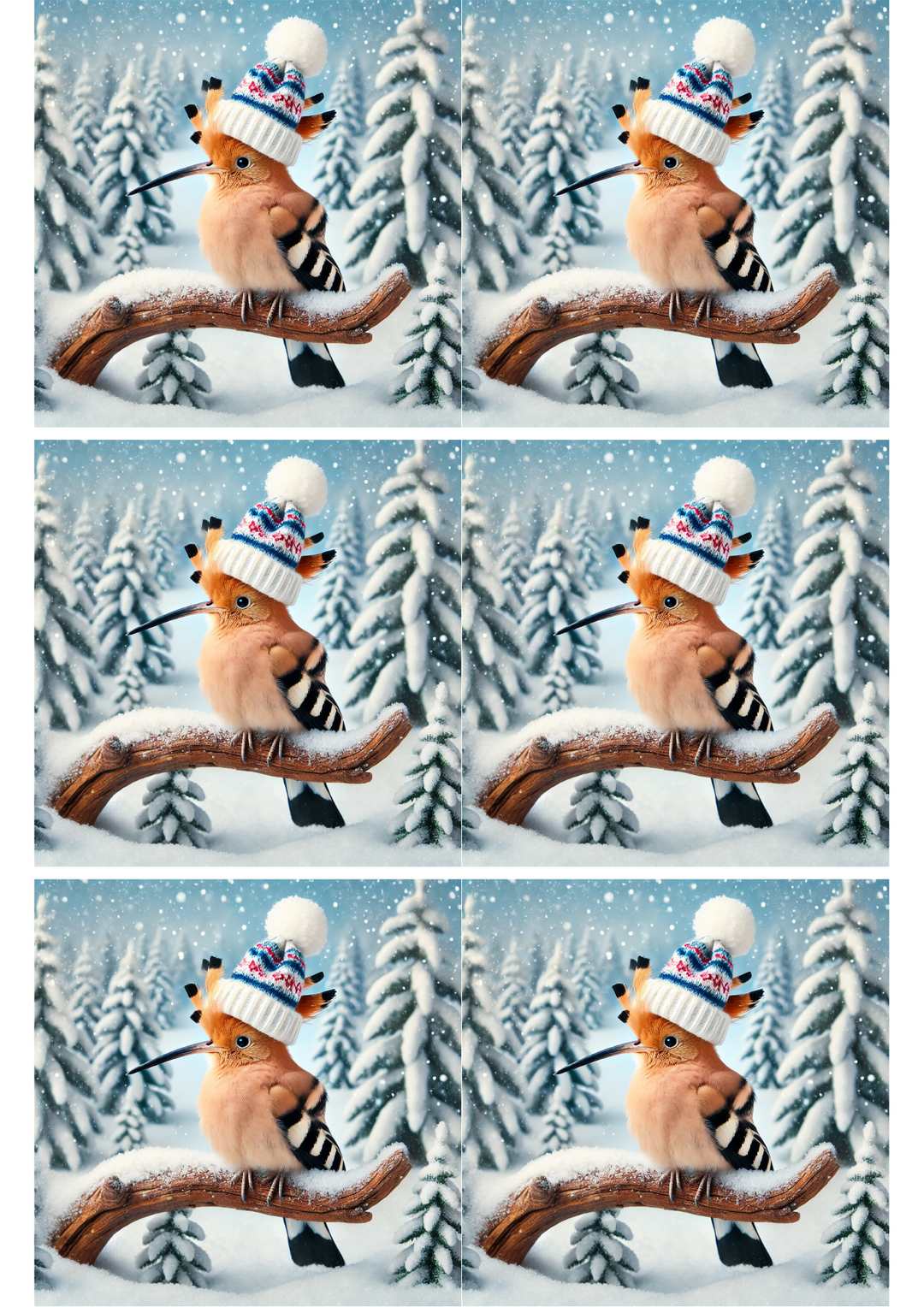 Rice Paper for Decoupage Hoopoe in Winter Collage Cat. No. 1829