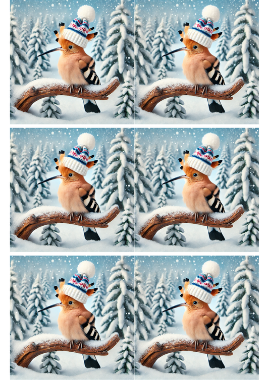 Rice Paper for Decoupage Hoopoe in Winter Collage Cat. No. 1829