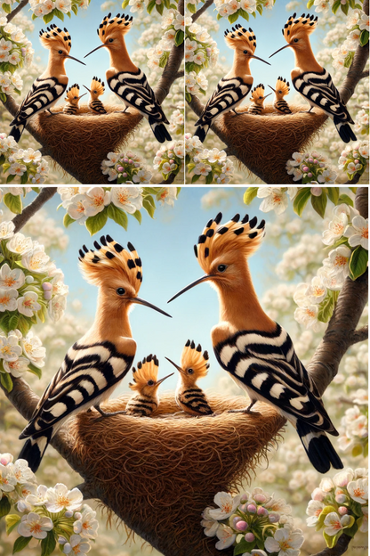 Rice Paper For Decoupage Hoopoe In A Nest On A Pear Tree Collage Cat. No. 501