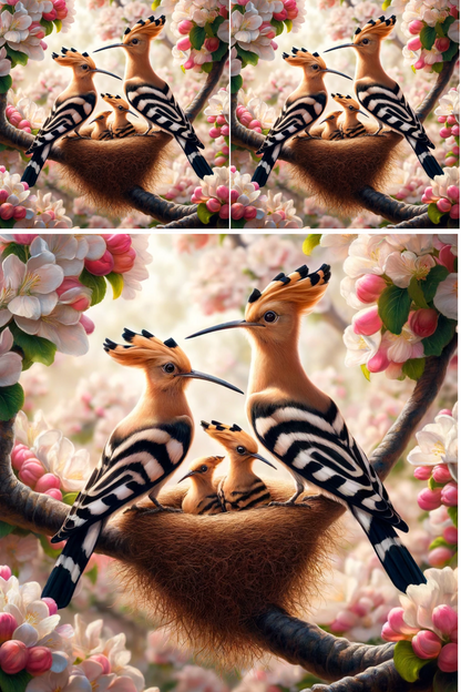 Rice Paper For Decoupage Hoopoe In A Nest On An Apple Tree Collage Cat. No. 503