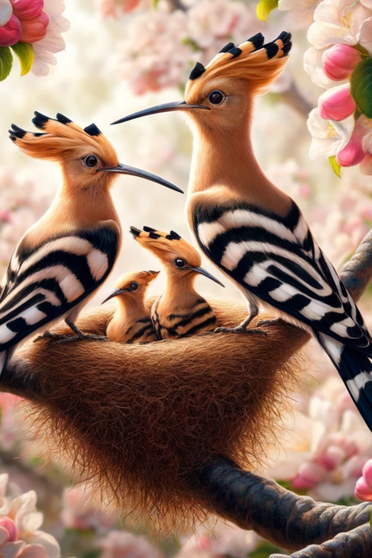 Rice Paper For Decoupage Hoopoe In A Nest On An Apple Tree Full Cat. No. 504