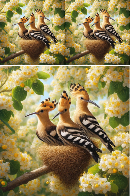 Rice Paper For Decoupage Hoopoe In A Nest On Linden Tree Collage Cat. No. 507