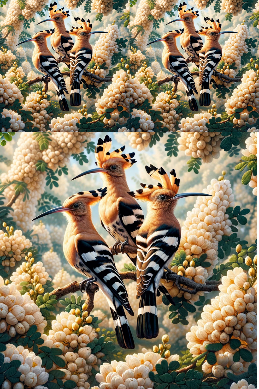 Rice Paper For Decoupage Hoopoe In A Nest On Acacia Collage Cat. No. 511