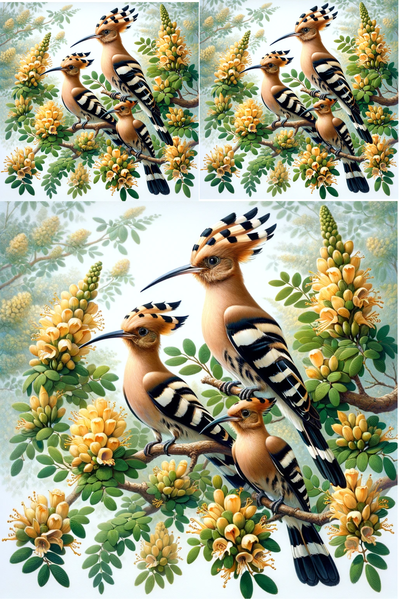 Rice Paper For Decoupage Hoopoe On Sandalwood Collage Cat. No. 519