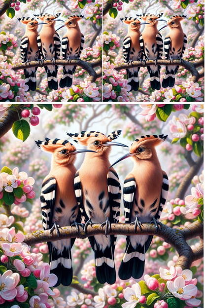 Rice Paper For Decoupage Hoopoe On An Apple Tree Collage Cat. No. 523