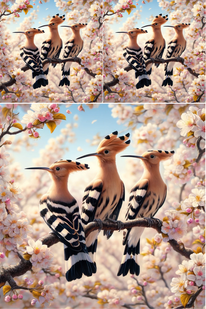 Rice Paper For Decoupage Hoopoe On Cherry Blossom Collage Cat. No. 529