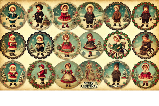 Rice Paper for Decoupage Children On Christmas Bauble Collage Cat. No. 1427