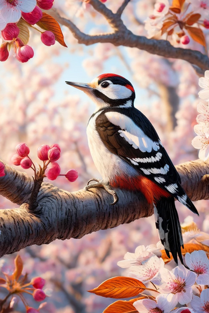 Rice Paper for Decoupage Woodpecker on Cherry Full Cat. No. 544