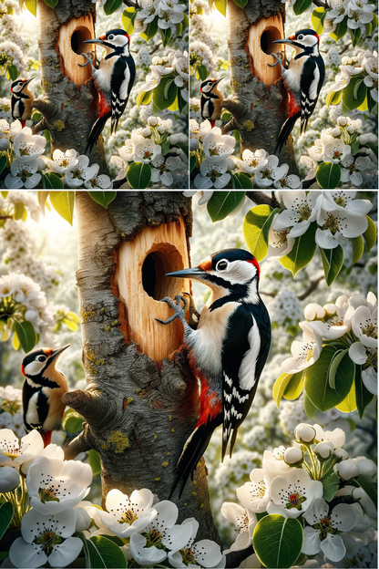 Rice Paper for Decoupage Woodpecker on a Pear Tree Collage Cat. No. 549