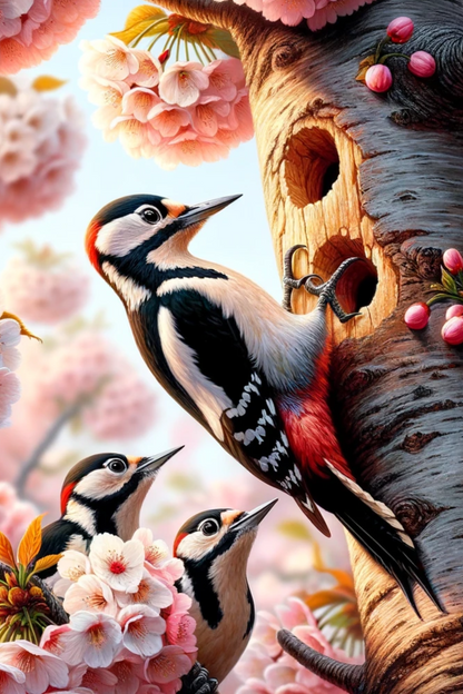 Rice Paper for Decoupage Woodpecker on Cherry Full Cat. No. 554