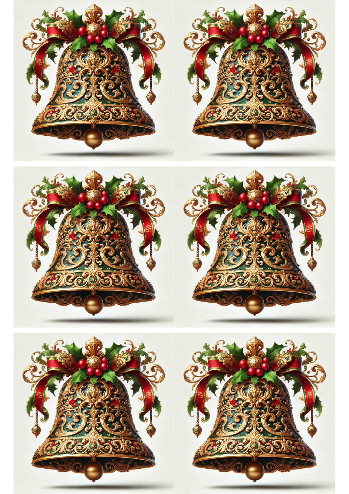 Rice Paper For Decoupage Baroque Christmas Bell 3 Collage Cat. No. 2793