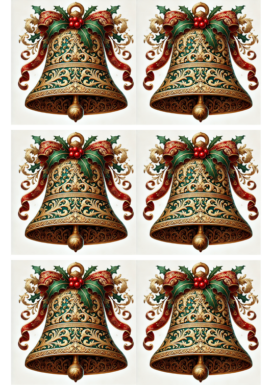 Rice Paper For Decoupage Baroque Christmas Bell 5 Collage Cat. No. 2797