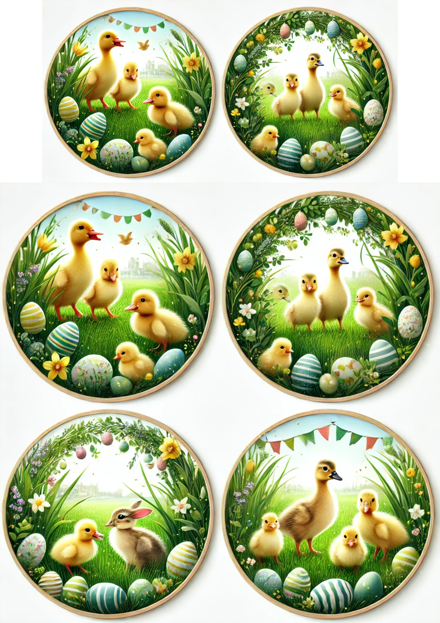 Rice Paper For Decoupage Easter Chicks In Circles Full Cat. No. 2984