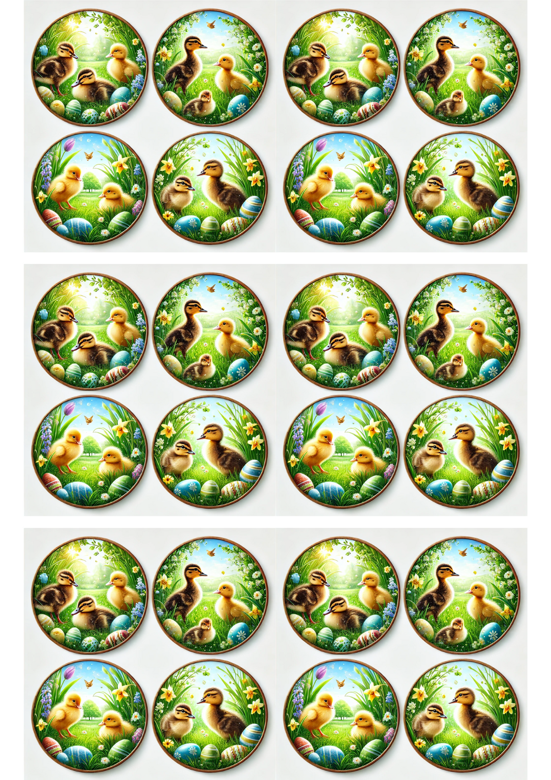 Reispapier für Decoupage Osterküken in Kreisen 2 Collage Kat. Nr. 2985