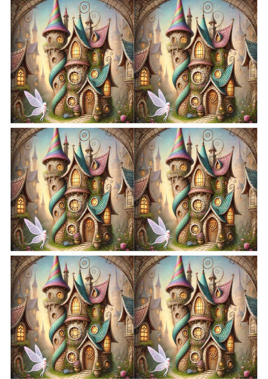 Rice Paper For Decoupage Fairy Palace Collage Cat. No. 2707