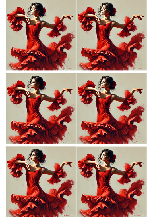 Rice Paper For Decoupage Flamenco Dancer Collage Cat. No. 2989