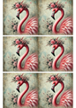 Rice Paper for Decoupage Flamingo in Wreath Collage Cat. No. 1672