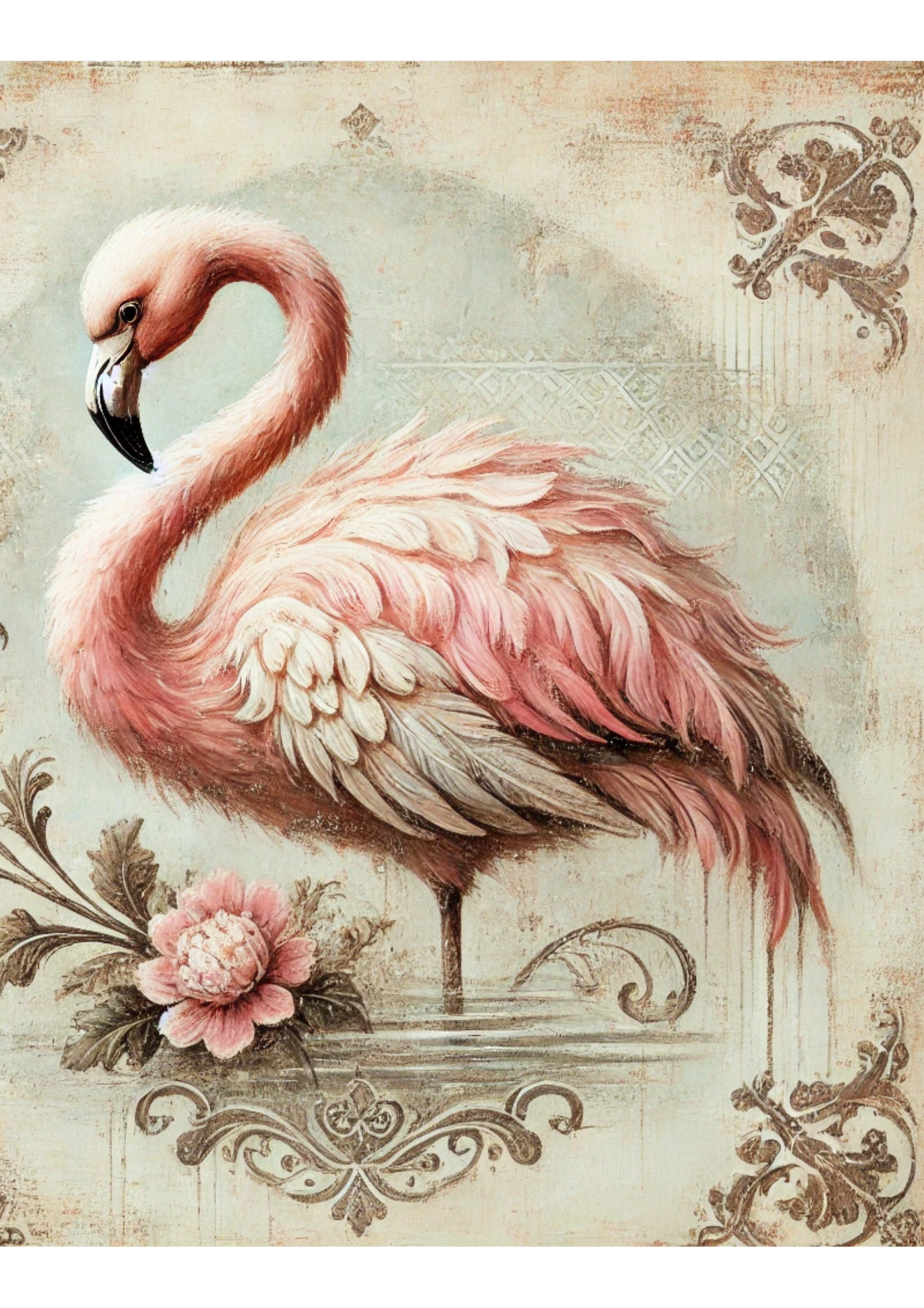 Rice Paper for Decoupage Flamingo Shabby Chic Full Cat. No. 1891