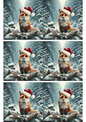 Rice Paper for Decoupage Fox In Christmas Hat Collage Cat. No. 1898