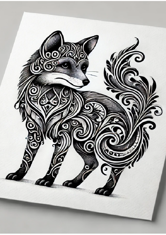 Rice Paper for Decoupage Fox In Gothic Style Full Cat. No. 1434