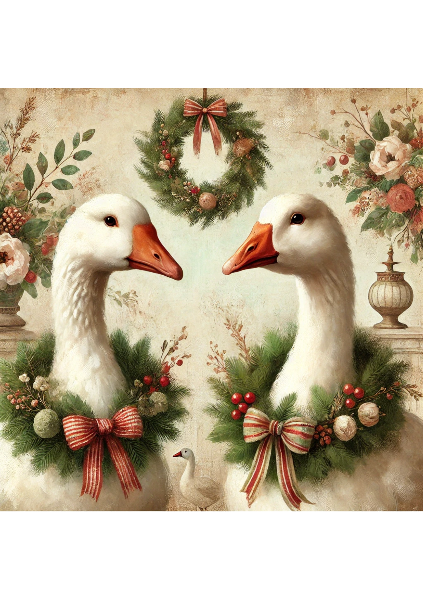 Rice Paper For Decoupage Christmas Geese 2 Full Cat. No. 2996