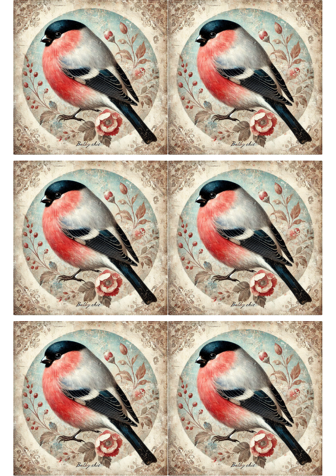 Reispapier für Decoupage Vogel Gimpel Shabby Chic Collage Kat. Nr. 1906