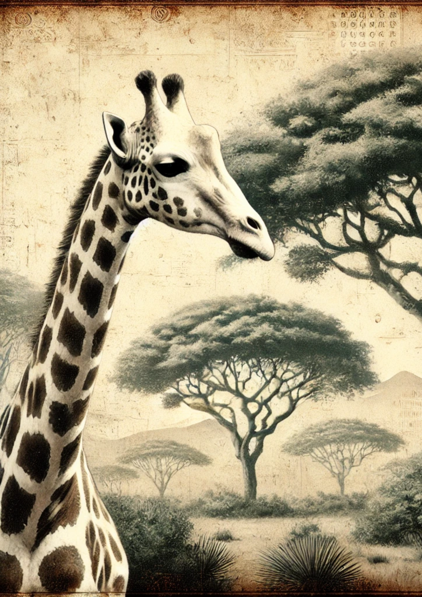 Rice Paper for Decoupage Giraffe Vintage Full Cat. No. 1909