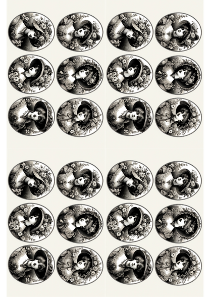 Rice Paper for Decoupage Heads 6 Oval Collage Cat. No. 129