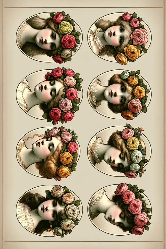 Rice Paper for Decoupage Heads in Roses, Oval Full, Cat. No. 3079